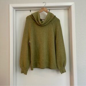 Free People Green Knit Cowl Neck Sweater